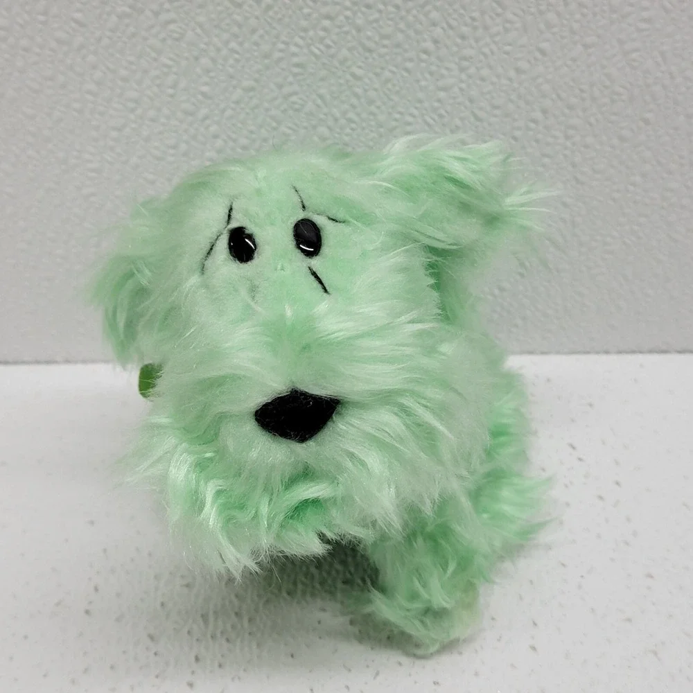 Vintage Russ Berrie Curly Jr. Green Shamrock Bow Ribbon Dog Plush